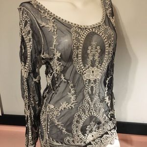 Cover Stitched    Long Sleeve Blouse